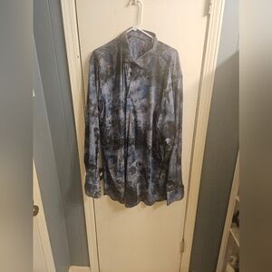Visconti Black Men's Blue Digital Camo Button Down Shirt 3XLT